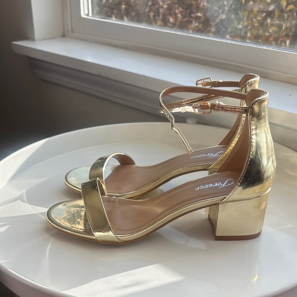 Elegant Gold Block Heel Sandals
